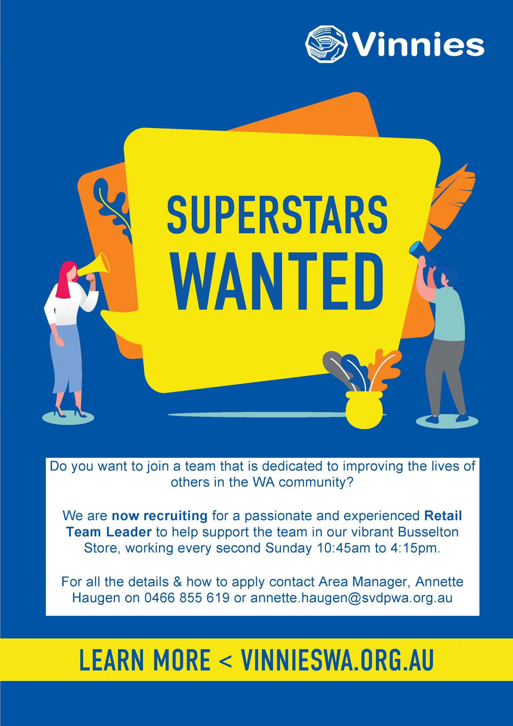 Retail Team Leader Busselton Vinnies WA